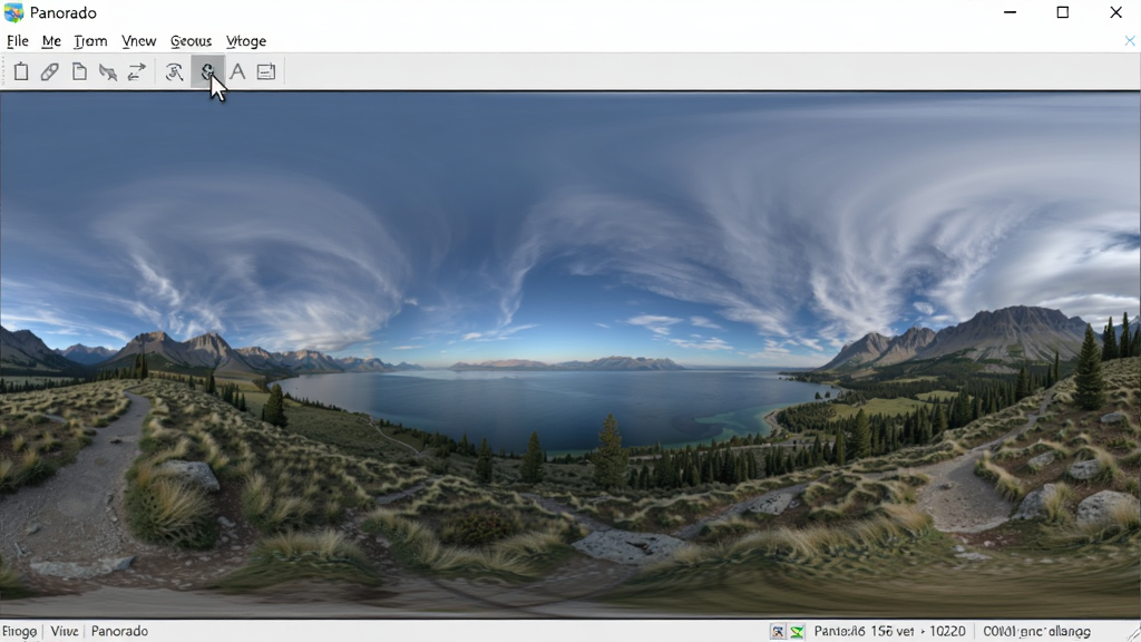 Panorado �����ڵ���������ʱ�Ĳ��������ͼ�����������������ڣ���������ʾ��һ��ȫ���羰��Ƭ�����ָ������ͣ�ڹ�������ť�ϣ�����Ϊȫ��չʾ�����Ϊ���ʵ�ã�ϸ�ڰ����˵�����״̬����������Ϣ�������������ɾ����޶���Ԫ��