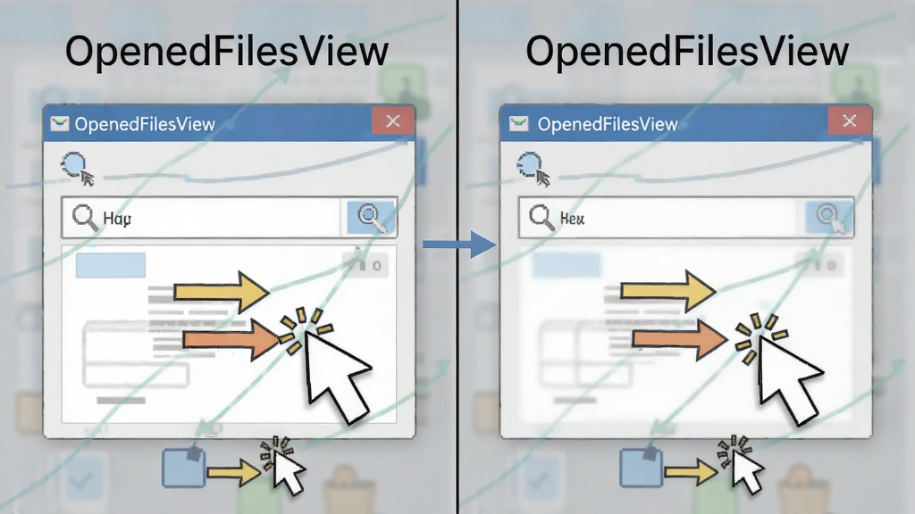 OpenedFilesView ��������ʾ��ͼ�������Ϊ���������֣����չʾ�������ļ������裬�Ҳ�չʾ���رվ�������裬�����б�ע��OpenedFilesView���������ƣ����Ϊ�̳�ͼ�⣬����������ϸ�ڰ��������ͼ��Ͳ�����ͷ�������������ɾ����޶���Ԫ��