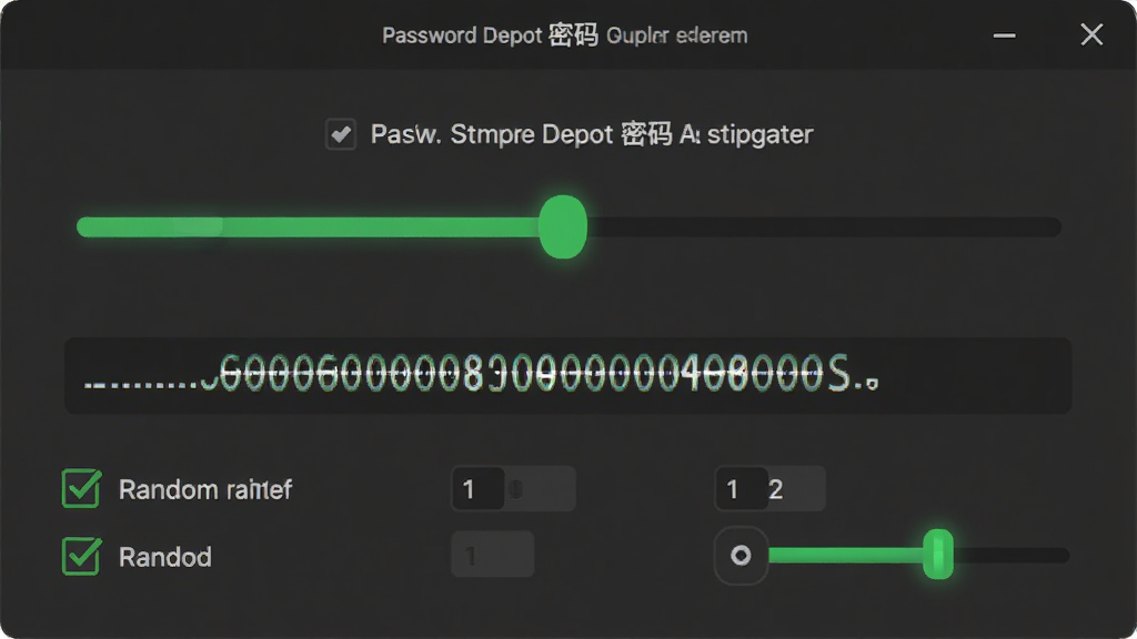Password Depot ���������������ͼ������������һ�����л��������ǿ��ָʾ�����·���ʾ���ɵ���������ַ�������Χ�й�ѡ�����ֵ���ڿؼ������������ִ�������Һ�����Ϊ��ɫ�������������޶���װ��