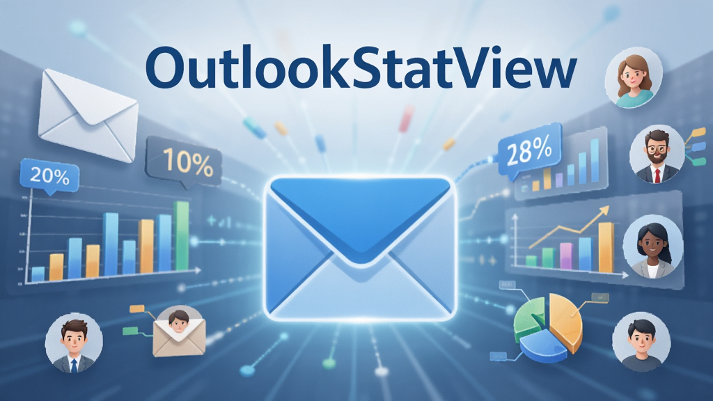 һ�� AI ���ɵ���������ʾ��ͼ������������ OutlookStatView ��������������һ�����������ͼ�꣬����ͼ����Χ������ͳ��ͼ�������ֱ�ǩ����ϵ��ͷ�񣬲���Ϊ���з���״�����Ƽ���������н�ϣ�ϸ���ϰ����ʼ��ŷ⡢��״ͼ����ͼԪ�أ����������ɾ��޶���Ԫ��