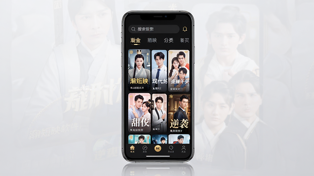 嫽��ӳ����������ȫòչʾ������Ϊһ�������ֻ���Ļ����Ļ����ʾ嫽��ӳAPP����ҳ����ҳ�������������ͷ����ǩ���в�Ϊ�����̾�����ٲ��������������װ���ִ�����衢��Ϯ����ģ��ײ��е����������ֲ��þ��й�ͼ���ֻ�������ǳ��ɫ���䱳�����롣�Ű�����������UIΪ��ɫģʽ�����ɫ��׺�����Ϊ�ִ��Ƽ��в�Ʒչʾͼ��ϸ�ڰ�����Ļ���⡢�ֻ��߿�߹⡢�̾��������ͼ��������������Ϊ4K�����壬�ɾ��޶���Ԫ�ء�
