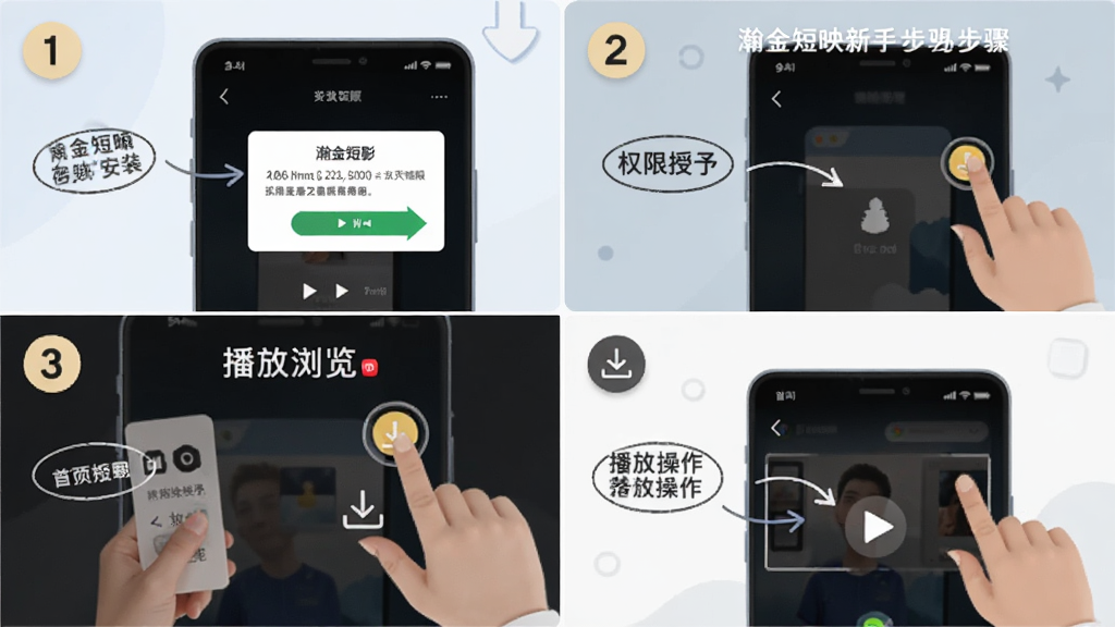 嫽��ӳ���ֲ�������ʾ��ͼ������Ϊһ���ֻ���Ļ����Ļ�Ϸֲ���չʾ嫽��ӳ�İ�װ��Ȩ�����衢��ҳ��������Ų����ĸ����ڣ�ÿ�����������ֱ�ע������Ϊ�ĸ�־�ʽ�Ű档���Ϊ��ƽ���̳̲�ͼ���ϸ�ڰ���Ȩ�޵��������Ƽ�ͷ�����Ű�ť������ͼ�ꡣ����Ϊ���壬�ɾ��޶���Ԫ�ء�