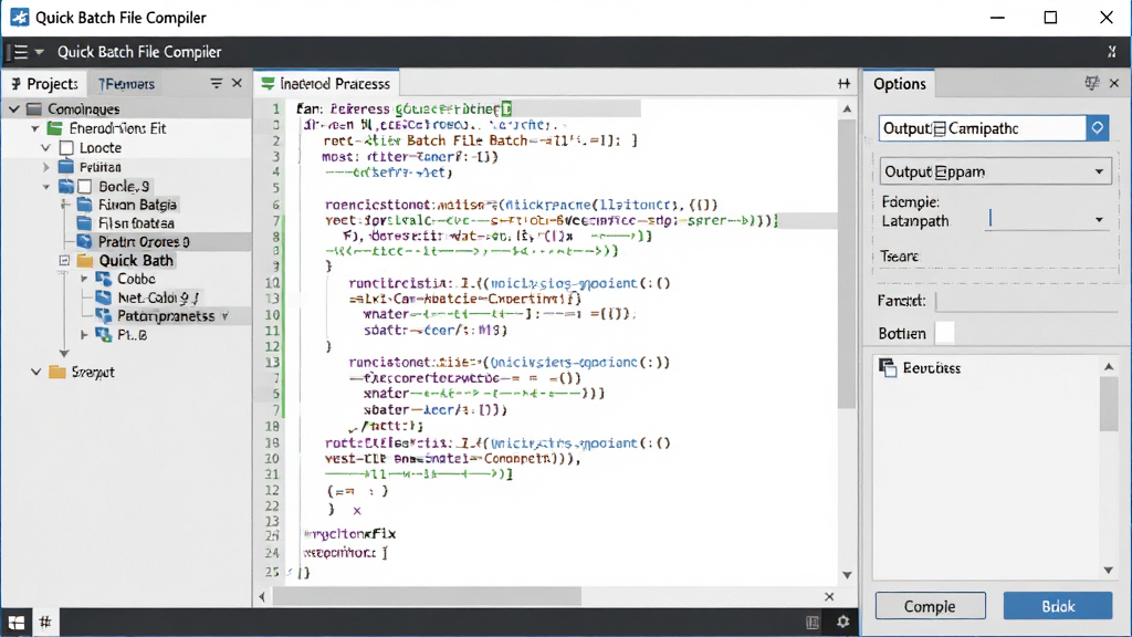 ��������������������� Quick Batch File Compiler �Ĵ��ڽ��棬����Ϊ�����Ŀ�����м����༭�����Ҳ����ѡ����壬�Ű��������򣬷��Ϊ�ִ���ƽ���Ƽ��磬ϸ�ڰ��������������С����밴ť�����·�����ã����ʸ��壬����ɾ����޶���Ԫ��