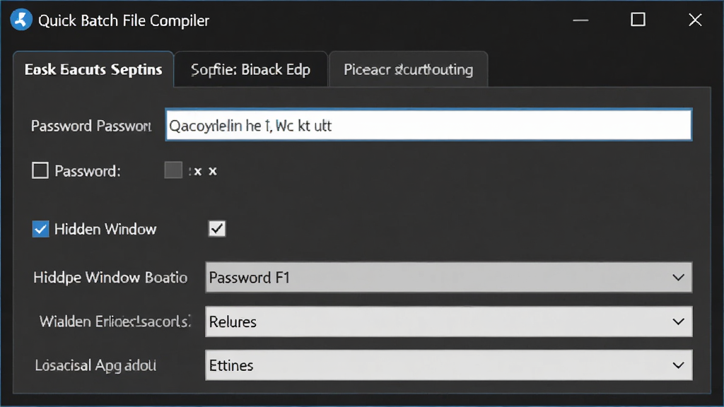 ������ȫ���ý��棬������ Quick Batch File Compiler �ı���ѡ����壬����Ϊ�������е�ѡ����Ű���������Ϊ��ɫרҵ���߷磬ϸ�ڰ���������������ش��ڸ�ѡ�򡢼����㷨�����˵������ʸ��壬����ɾ����޶���Ԫ��