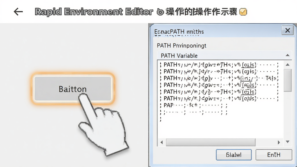 һ�� Rapid Environment Editor ������������ʾ��ͼ�������Ϊ���������֣������ʾ���ݰ�ť������������Ҳ���ʾ PATH �����༭����·���Էֺŷָ��ĸ�ʽʾ����������Ϊ��ѧͼ����ɫ����ͣ������������޶���Ԫ��