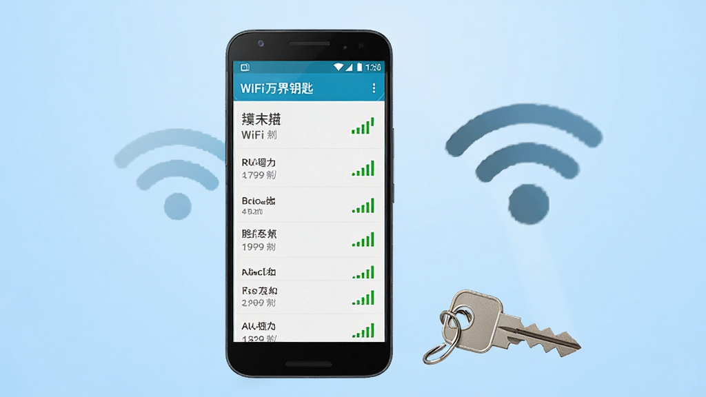 һ����׿�ֻ���Ļ��ʾWiFi���Կ���������ȵ�ɨ���б����棬�Ա߷�����һ��Կ����WiFi�ź�ͼ�꣬����Ϊǳ��ɫ���䣬���Ϊдʵ��Ʒչʾ�磬���ֲ����ֻ����С�ͼ�껷�ƵĹ�ͼ��ϸ����ͻ����Ļ�ڵ��ȵ��������źŸ��������ʸ��壬����ɾ�������Ԫ��