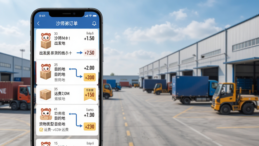 ɳʦ��˾��APP��Դ�б�ҳ�棬�������ֻ���Ļ��ʾ�������˶�����Ϣ�����������ء�Ŀ�ĵء��������͡��˷ѽ�����������԰���Ͳֿⳡ�����������룬���дʵ����ϸ���л���ͼ�ꡢ·�߼�ͷ���۸��ǩ�������������ɾ����޶���Ԫ��