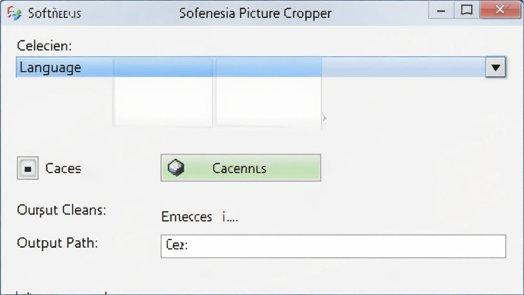 һ�� Sofonesia Picture Cropper �������ý���Ľ�ͼ����������ʾ����ѡ�������˵�������������ť�����·�����ÿ��ѡ��������࣬�������ơ�Sofonesia Picture Cropper��λ�ڴ��ڶ��������岼�����������ʸɾ���