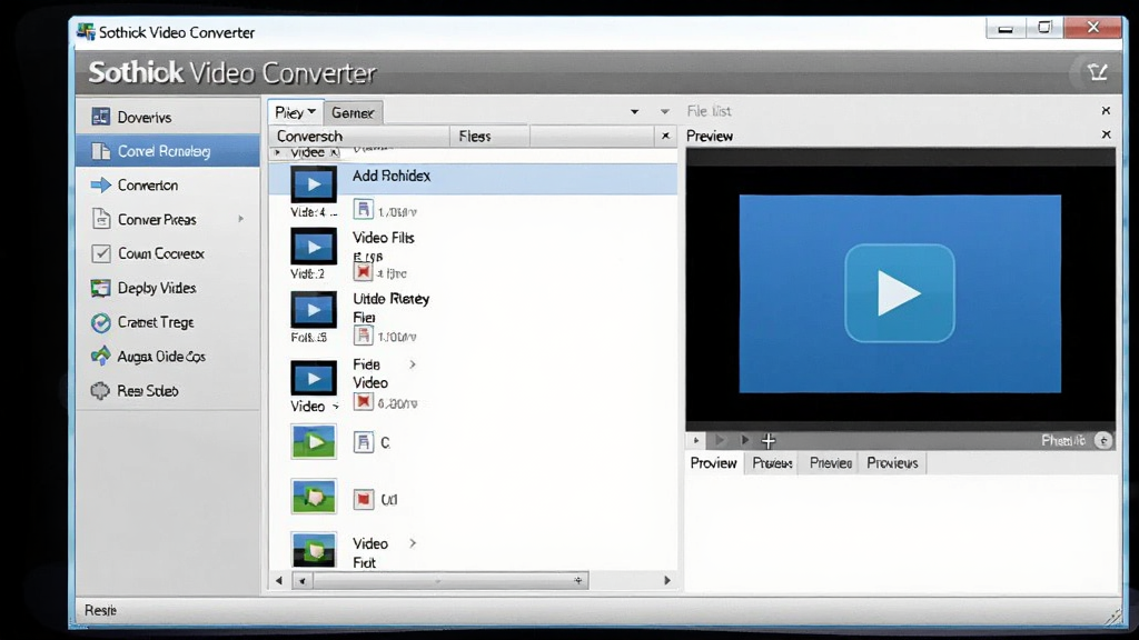 ����������ȫ��չʾ��˶˼��Ƶת������Sothink Video Converter�����ھ��У����Ϊ���ܵ��������Ҳ�Ϊ�ļ��б���Ԥ�����򣬽�����þ���Ұ���ɫ�����ֹ�������Ļ����ʾ������Ƶ�ļ����ת�����У���������ʵ�ã��޶���װ��Ԫ�أ����������ɾ����ʺ���������վ��ͼʹ��