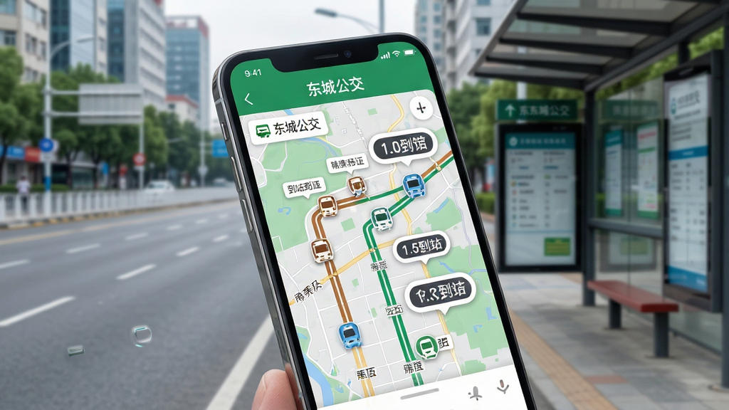 ��������Ϊһ�������ֻ�����Ļ����ʾ�����ǹ�����APP��ʵʱ������ѯ���棬��ͼ�ϱ�ע�Ŷ���������·���ƶ��ĳ���ͼ�꣬����Ϊ���ж����־��빫��վ̨�����ֲ��þ��й�ͼ���ֻ���΢��бչʾ�����Ϊдʵ�Ƽ��磬ϸ�ڰ��������ĵ�·������վ�����Ʊ�ǩ����վʱ�䵹��ʱ���ݣ����ʸ��壬�ɾ��������޶���Ԫ��