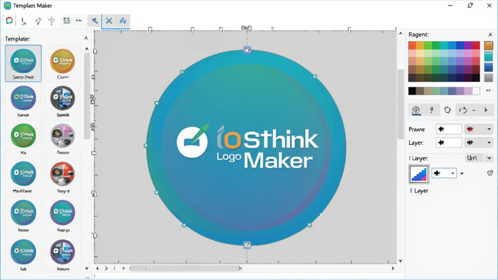 һ�ŵ�����Ļ��ʾ Sothink Logo Maker ���������Ԥ��ͼ���������������ڱ༭�Ĳ�ɫԲ��Logo��־�����Ϊģ������б����Ҳ�Ϊ��ɫ��ͼ��������壬���岼�����������Ϊ�ִ���ƽ��UI��ƣ������������ɾ����޶���Ԫ��