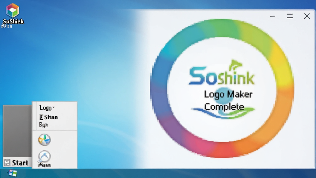 һ�ŵ�����������ʾ Sothink Logo Maker ��װ��ɺ�Ŀ�ݷ�ʽͼ��Ϳ�ʼ�˵���ͼ��Ԥ��ͼ��ͼ��Ϊ��ɫԲ�α�־�����汳��Ϊ��ɫ���䣬���Ϊ������װ�����ʾ��񣬻����������ɾ����޶���Ԫ��
