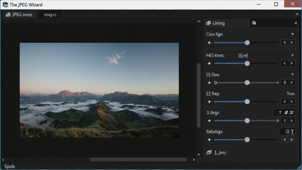 һ��չʾThe JPEG Wizard���������ͼƬ�������ǵ�����Ļ�ϵ��������ڣ�����Ϊ���ĶԳƣ��Ű����������Ϊ�ִ��Ƽ��У�ϸ�ڰ�����������ͼƬԤ�������Ҳ�Ĳ������ڻ��飬���ʸ��壬�ɾ����޶���Ԫ��