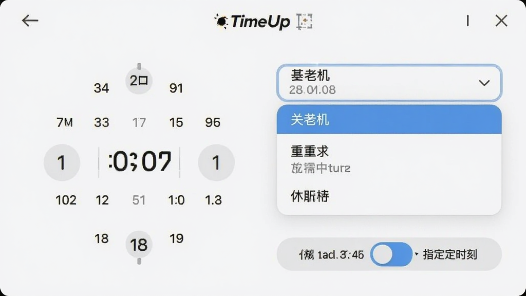 һ��չʾTimeUp��ʱ���ý����ͼƬ����������һ��ʱ��ѡ������һ���������������˵����˵����г��ػ������������ߵ�ѡ��Ա��е���ʱ��ָ��ʱ�̵��л���ť�����������ִ������������ɾ�