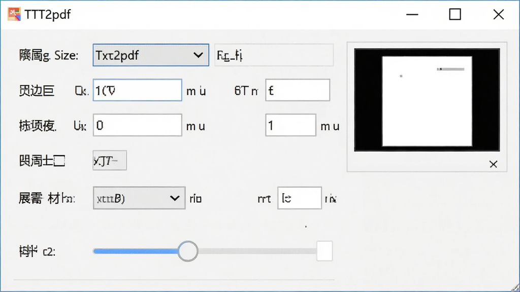 һ��չʾTXT2pdf�Ű���������ͼƬ������������������ʾҳ������ѡ�����ֽ�Ŵ�С�����˵���ҳ�߾����������ѡ�������о���ڻ���ȿؼ������涥���С�TXT2pdf�����ƣ�����Ϊ����������У����Ϊʵ�ù����������ƣ�ϸ�ڰ�����ֵ����򡢵�λ��ǩ��Ԥ������ͼ�����ʸ��壬����ɾ����޶���Ԫ��