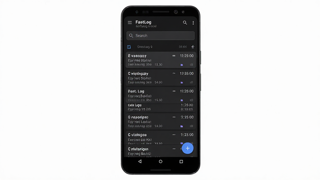 FastLog����������չʾ������Ϊһ����׿�ֻ���Ļ����Ļ����ʾ��־�б���ʱ���������Ϊ�����ֻ�������ͼ���Ű�ɾ����룬���Ϊ�ִ��Ƽ�����ɫ���⣬ϸ�ڰ�����־��Ŀ��������������ť�����ʸ��壬�ɾ����޶���Ԫ��
