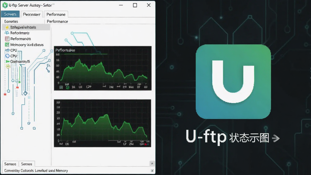 U-ftp server��������״̬ʾ��ͼ������չʾ����������������������ͼ�겢�У�ǿ����CPU���ڴ�ռ�ã�����Ϊ���ҷ��������Ϊ��Լ�Ƽ��磬ϸ�ڰ�����ɫ��ռ�����ߺ������������ֱ�ʶ�����ʸ��壬�ɾ��޶���Ԫ��