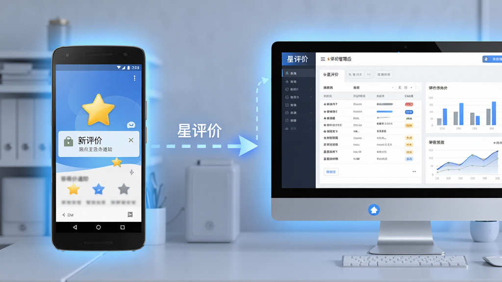 һ��չʾ���豸Эͬʹ�������۵ĳ���ͼ����������ǰ�׿�ֻ���ʾ������֪ͨ���Ҳ��ǵ�����Ļ��ʾ�����۹�����̨���м������߼�ͷ���ӱ�ʾ����ͬ�������ֲ������ҶԱ��Ű棬�����ˬ�Ƽ��У�ϸ�ڰ����ֻ��ϵ�����ͼ�ꡢ�����ϵı����ͼ������͵���ɫ���Σ����������ɾ��������д��С������ۡ����ֱ�ʶ