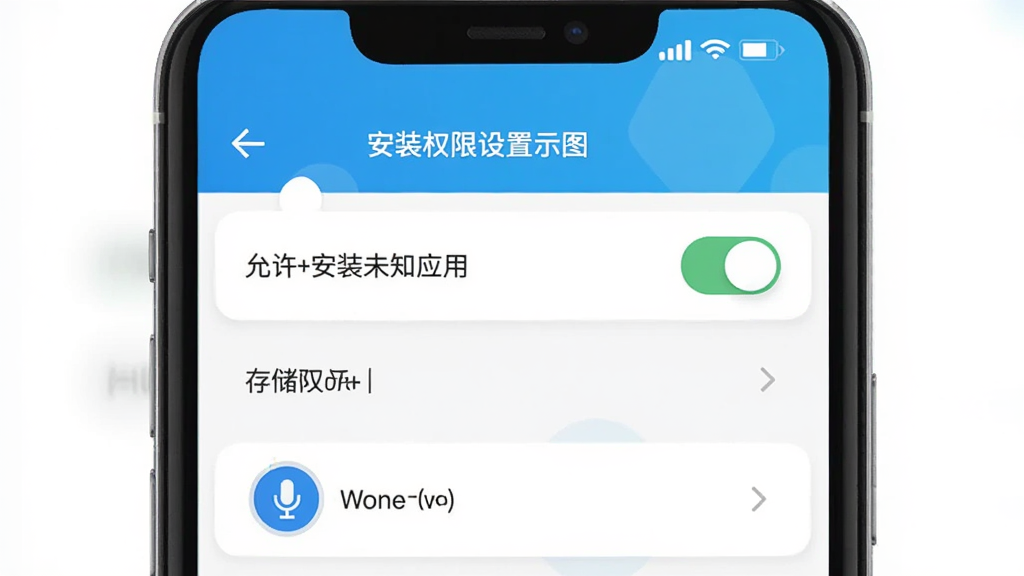 Ӣ������APP��װȨ������ʾ��ͼ������Ϊ�ֻ���Ļ��ʾȨ�޹������棬����Ϊ���������·�Ȩ���б����Ű����������Ϊ��ƽ��UI���ϸ�ڰ�����������װδ֪Ӧ�á����ء��洢Ȩ�ޡ���˷�Ȩ��ͼ�꣬���ʸ��壬�ɾ����޶���Ԫ��