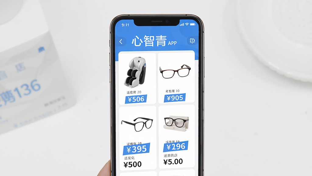 һ�š������ࡱAPP�����̵������ֻ���ͼ���ͼƬ������������һ�������ֻ�����Ļ��չʾ�����ϻ���Ʒ���簴Ħ�ǡ��ϻ����ȣ���ƷͼƬ�������۸��ǩ��Ŀ��������Ƽ�࣬��ɫ����ɫ�Ͱ�ɫΪ���������ɾ�������ִ������ʸ��壬�޶���Ԫ�ء�