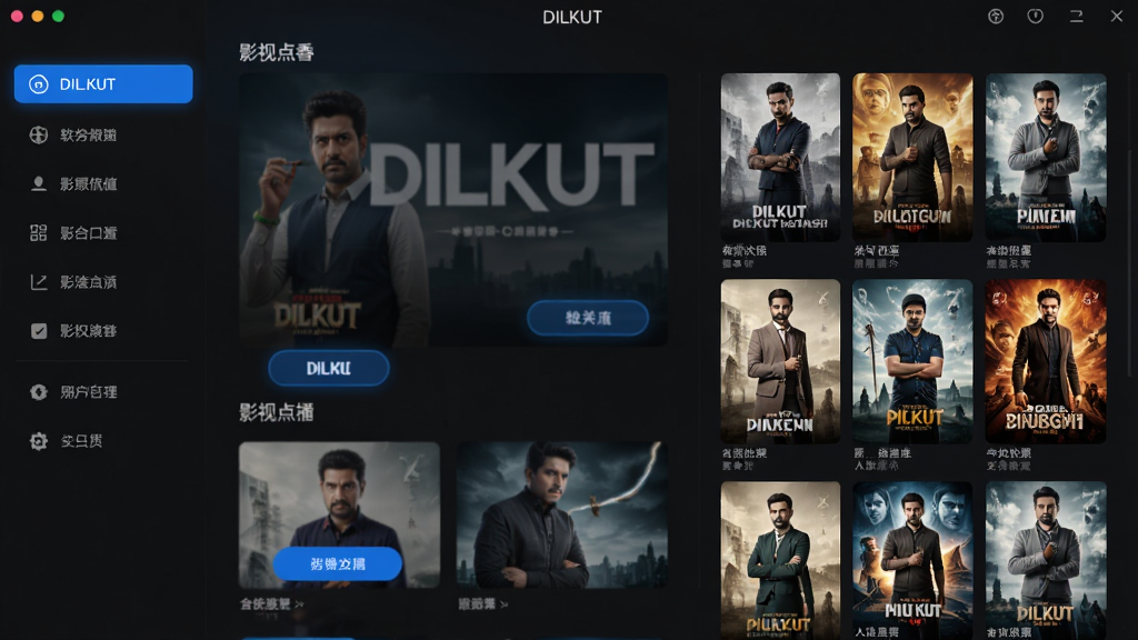 DILKUT ���������棬���������Ǽ���Ӱ�ӵ㲥��ҳ�����ΪƵ�����ർ�������Ҳ�ΪӰƬ���������Ű棬���������ɫ����������ɫ������ť������ִ��Ƽ��У�ϸ�����������ʸɾ����޶���Ԫ��