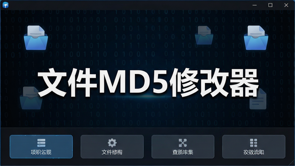 һ��չʾ�ļ�MD5�޸��������������ͼƬ�������������������ơ��ļ�MD5�޸���������ĿLogo���·��Ǽ��Ĺ��ܰ�ť���֣�����Ϊ��ɫ�Ƽ���񣬴��ж����ƴ�����ļ�ͼ��Ԫ�أ�������ɾ����࣬�����������޶���Ԫ��