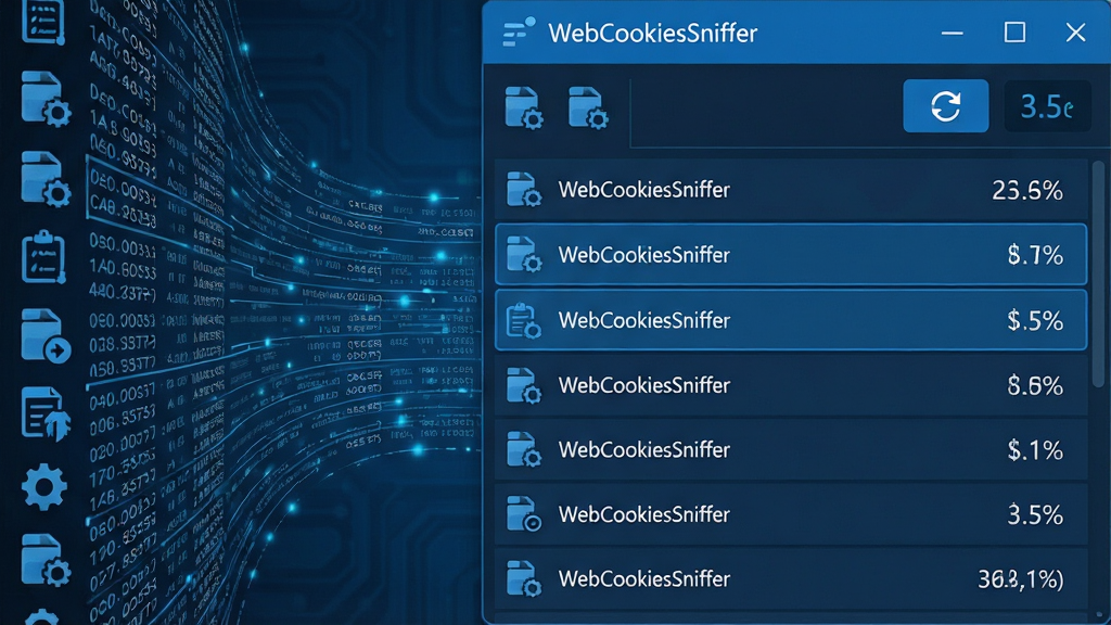 һ��չʾ WebCookiesSniffer ����ʵʱ����Cookie���ܵ�ʾ��ͼ���������Ϊ���Ϲ������������������Ҳ�Ϊ�����������������е�Cookie�б����б�����и���ѡ��Ч�������涥����