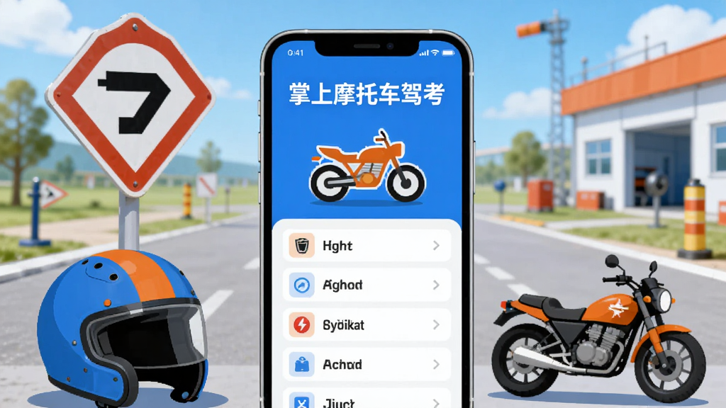 ����������һ�������ֻ�����Ļ����ʾ�š�����Ħ�г��ݿ���Ӧ�ý��棬��������Ħ�г�ͼ�������б����ֻ���Χ�����Ž�ͨ��־��ͷ����Ħ�г���Ԫ�أ�����Ϊ�����ļ�Уѵ������������Ϊ��ƽ���Ƽ��磬ɫ������ɫ�ͳ�ɫΪ����ϸ�����������ʸɾ����޶���Ԫ�أ��ʺ���Ϊ��������ҳԤ��ͼ