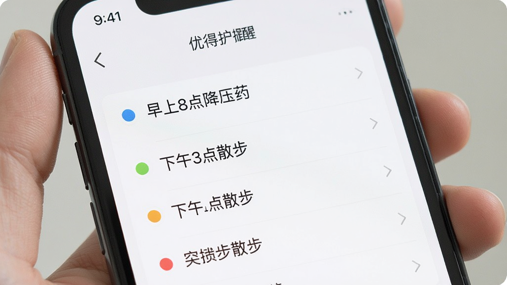 �ֻ���Ļչʾ�ŵû�APP����ҩ��������ҳ�棬�б����С�����8�㽵ѹҩ��������3��ɢ��������Ŀ��ÿ��ǰ���в�ɫԲ���ʶ��������ˬ������Լ�����ʸɾ����޶���Ԫ��