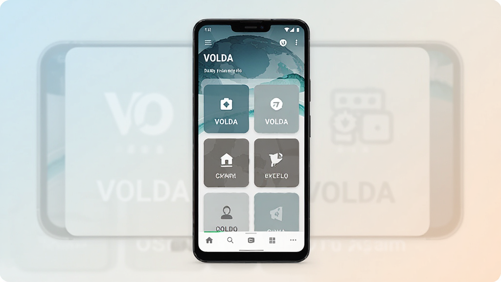 һ��չʾ��׿�ֻ�����ĳ���ͼ���ֻ���Ļ����ʾ��VOLDA��Ӧ�õ������棬���沼�ּ�࣬������Ӧ�����ơ�VOLDA�����в�Ϊ���ܿ�Ƭʽ�Ű棬�ײ�Ϊ������������Ϊǳɫ���䣬��������ˬ�ִ��������������ɾ����޶���Ԫ�ء�