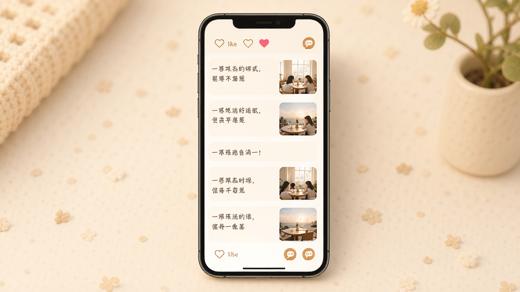 Ҫ̸Ӧ�õ�����ǽҳ�棬����Ϊ�ֻ���Ļ����ʾһ���������������ֺ���ͼ������Ϊ�����б����Ű����ʣ������ů������ϸ�ڰ�����͵ı���ɫ�����ް�ť��˽�����ͼ�꣬���ʸ��壬�ɾ����޶���Ԫ��