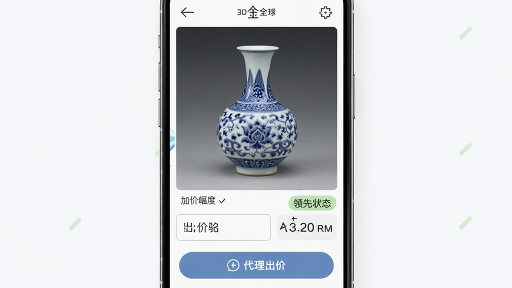 ����ȫ�� ʵʱ���ĳ��۹��ܽ��棬�ֻ���Ļ��ʾһ��������Ʒ�ĸ���ͼ���·��г��������͵�ǰ�۸���ʾ���Ա��е���ʱ������״̬��ǩ������Ϊ�ɾ�ǳɫ��������ִ���ϸ�ڰ����Ӽ۷�����ʾ���������۰�ť�����������ɾ����޶���Ԫ��