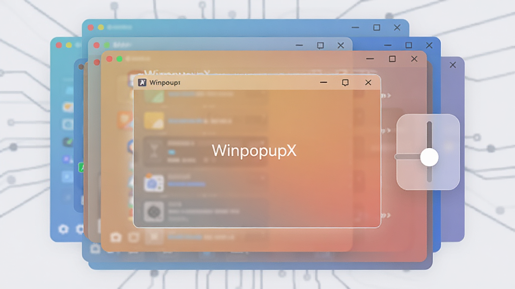 WinpopupX ���ڸ������߹���չʾ�������ж�����ڲ�����У�����һ�����ڱ������ö����Ա���͸���ȵ��ڻ���ͼ�꣬�������ִ��Ƽ��У�ɫ����ͣ������������ɾ����޶���Ԫ��