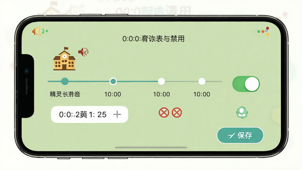 ��ͯ�绰�ֱ����龲����������ý��棬�ֻ���Ļ��ʾʱ�����뿪�ذ�ť����������ѧУͼ���뾲�����ţ�����Ϊǳ��ɫ������Ϊʱ����ʽ���У����Ϊ������Ӧ��UI��ϸ�ڰ���ʱ���ѡ����������ͼ�ꡢ���水ť�������������ɾ����޶���Ԫ��