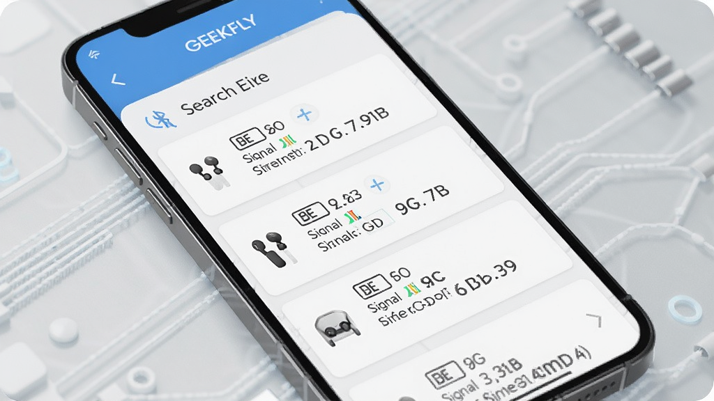 GEEKFLY�����豸���ӽ���չʾͼ���������ֻ���Ļ��ʾ�����������������б���ÿ���豸�Ա߱�ע�������ź�ǿ�Ⱥͱ�����ʽ������Ϊǳ��ɫ�Ƽ���������������񣬻����������ɾ��޶���Ԫ��
