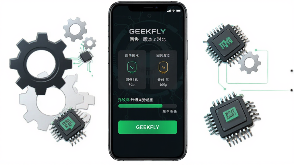 GEEKFLY�����̼���������չʾͼ���������ֻ���Ļ��ʾ�̼��汾�ԱȺ�������������������ɫΪ��ɫ��������ɫ������ť����Χ�г��ֺ�оƬͼ��Ԫ�أ����Ƽ���࣬�����������ɾ��޶���Ԫ��