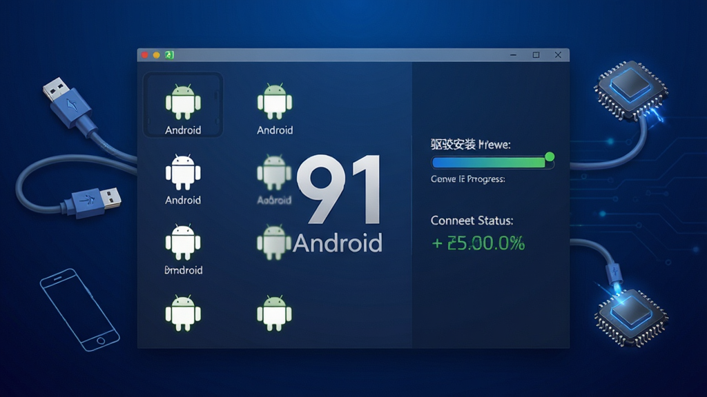 һ�ſƼ�������������չʾͼ������������91Android���������������棬����г����ְ�׿�豸Ʒ��ͼ�꣬�Ҳ���ʾ������װ������������״̬������������ɫ���䣬���ּ��Գƣ��Ű�����������ִ��Ƽ��У�ϸ�ڰ���USB�����ߡ��ֻ�����������оƬ���ţ����ʸ��壬�ɾ����޶���Ԫ��