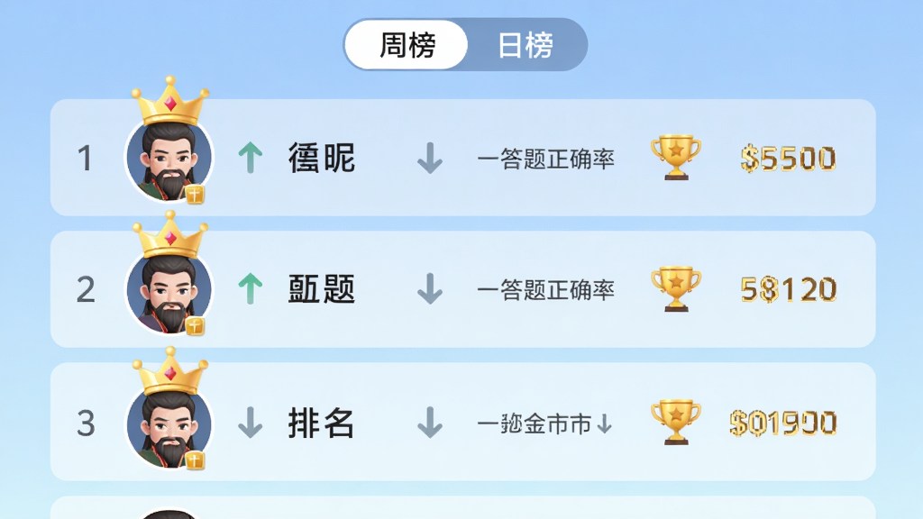 ���ϴ������а���棬չʾǰ�����û�ͷ����лʹڱ�ʶ���б���ʾ�������ǳơ�������ȷ��������������Ϊ����ɫ���䣬�������ܰ�/�հ��л���ǩ�����Ϊ������а�UI��ϸ�ڰ��������½���ͷ�ͽ���ͼ�꣬���ʸ��壬�ɾ����޶���Ԫ��