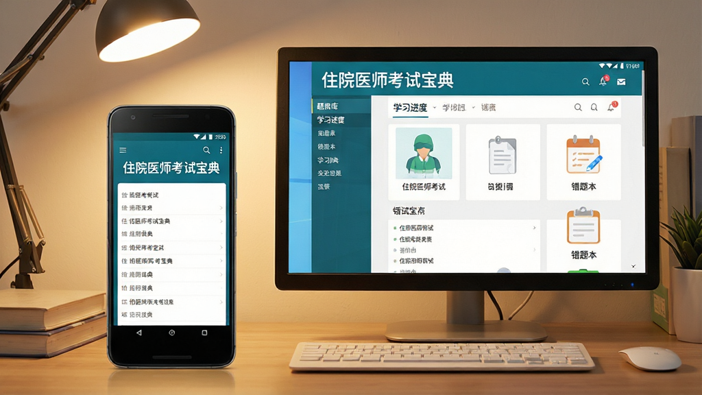 һ��չʾ��סԺҽʦ���Ա��䡱���ֻ��͵�����ͬʱʹ�õĳ���ͼƬ������Ϊһ��Android�ֻ���һ̨Windows���Բ��ŷ��������ϣ��ֻ���Ļ��ʾˢ����棬������Ļ��ʾ�����ҳ������Ϊ���Ҳ��ţ����Ϊ��ܰѧϰ������ϸ�ڰ�����סԺҽʦ���Ա��䡱���֡�ѧϰ���ȡ����Ȿͼ�꣬���ʸ��壬�ɾ����޶���Ԫ��