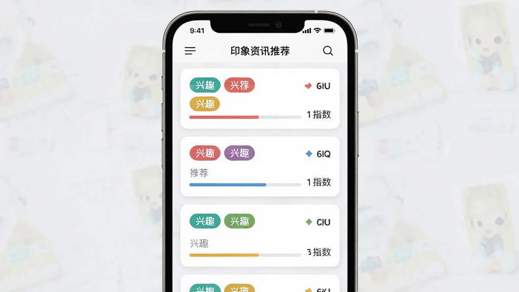 ӡ����Ѷ���Ի��Ƽ����棬�ֻ���Ļ��ʾ�Ƽ�����Ƭ��ÿ�ſ�Ƭ������Ȥ��ǩ���Ƽ�ָ��������Ϊ���򻬶��б���������¼�Լ��ϸ�ڰ�����ɫ��ǩ����������ͼ�꣬���ʸ��壬�ɾ����޶���Ԫ��