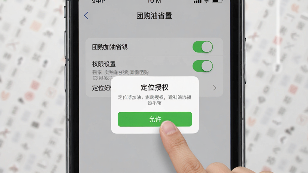 һ�������ֻ�����ʾ��ͼ��չʾ���Ź�����ʡǮ��APP��Ȩ������ҳ���붨λ��Ȩ����������������ָ�������������ť�Ķ���������Ϊǳɫϵͳ���ý��档���ּ�����ˣ����дʵ��ϸ�ڰ���Ȩ�޿��ء���ʾ���֣������������޶���Ԫ��