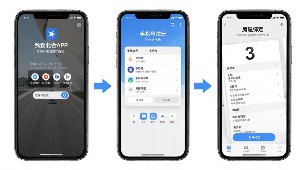 �Ұ�����APP��װ�����ò���ָ��ͼ������Ϊ�ֻ���Ļ��ͼ��ϣ�չʾ��װȨ�޿������ֻ���ע�ᡢ���ݰ�����������棬���ֲ��������������У��Ű���������������죬ϸ����ÿһ�����м�ͷ����������˵�������ʸ���ɾ����޶���Ԫ��
