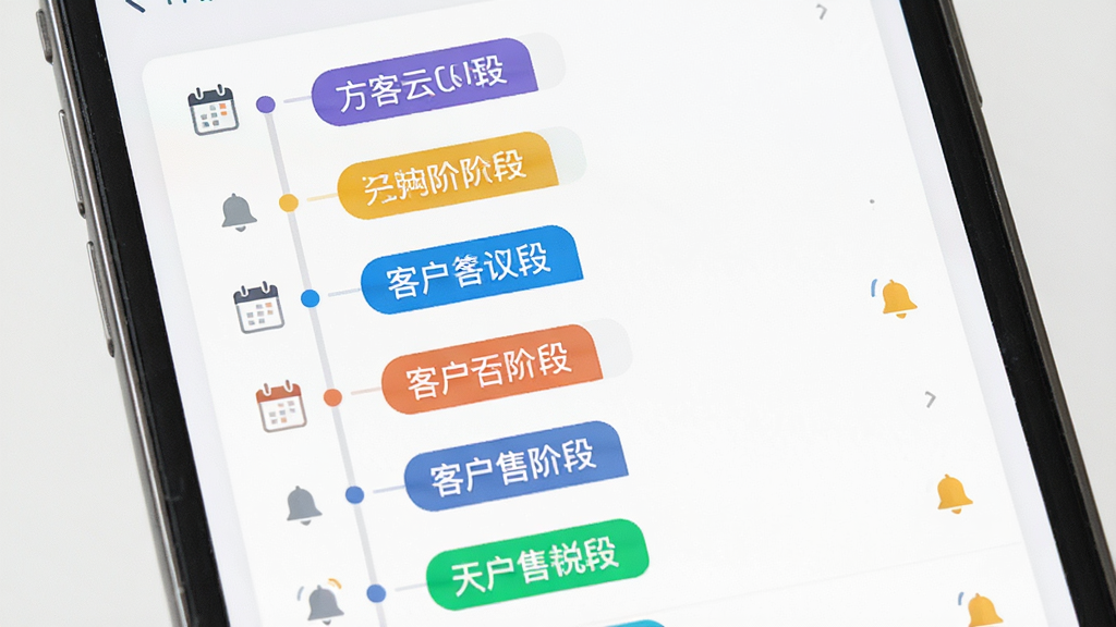 ������CRM��¥ϵͳ�ͻ�����������дͼ������Ϊ�ֻ���Ļ�ϵĿͻ�����ʱ���ᣬ����Ϊ�����б�����ɫ�׶α�ǩ������ִ���ƽ����ϸ�ڰ�������ͼ�����������������������ɾ��޶���Ԫ�أ����ֱ�ע��������CRM��¥ϵͳ��