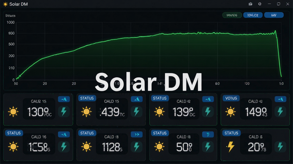 ������Solar DM���������ݼ�ؽ��棬����Ϊ���½ṹ���Ϸ���ʵʱ��������ͼ���·��ǵ�ѹ����������壬�Ű�������ͼռ����Ļ�ϰ벿�֣����������������ʽ�������°벿�֣����Ϊ��ɫ�Ƽ���UI��ƣ�ϸ�ڰ�����ɫ�����ߡ���ɫ���֡���ɫ״̬��ǩ��̫��ͼ��������ͼ�꣬���ʸ���ɾ��޶���Ԫ�أ�ͼƬ�����ð�ɫ����д