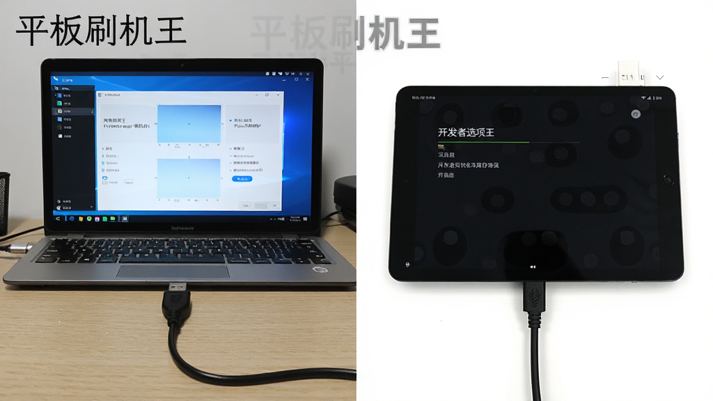 ƽ��ˢ��������ƽ�����ʾ��ͼ������չʾһ̨ƽ��ͨ��USB�����ӱʼǱ����ԣ�������Ļ����ʾƽ��ˢ������������ʶ���豸�ͺţ�ƽ����Ļ��ʾ������ѡ���ѿ���������Ϊ���滷�������дʵ�̷̳磬ϸ�ڰ���USB�߲���ӿ���д�������д��С�ƽ��ˢ�������������������ҷ����������������ɾ����޶���Ԫ��
