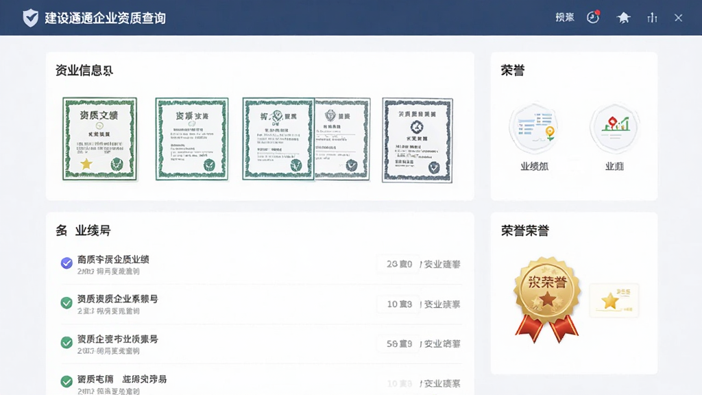 ����ͨ��ҵ���ʲ�ѯ���棬����չʾ��ҵ��Ϣ����ҳ����������֤��ͼ�ꡢҵ���б����������£��������룬���רҵ���񣬻����������޶���Ԫ��