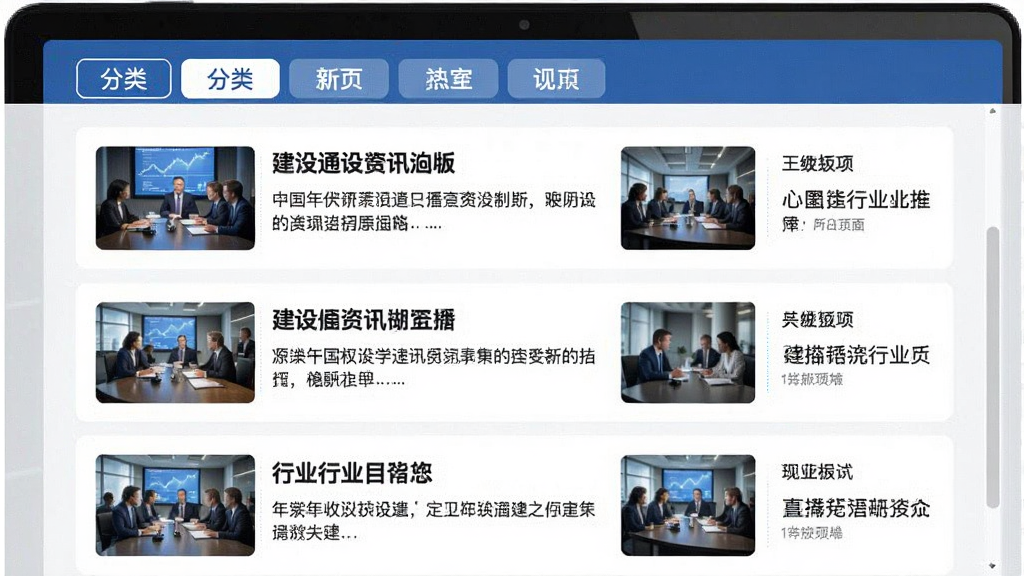 ����ͨ��ҵ��Ѷ����ҳ�棬����չʾ��Ѷ�б���ÿ����Ѷ���б��⡢ժҪ������ͼ�������з����ǩ�����岼����ˬ�����������Ѷ�࣬�����������޶���Ԫ��