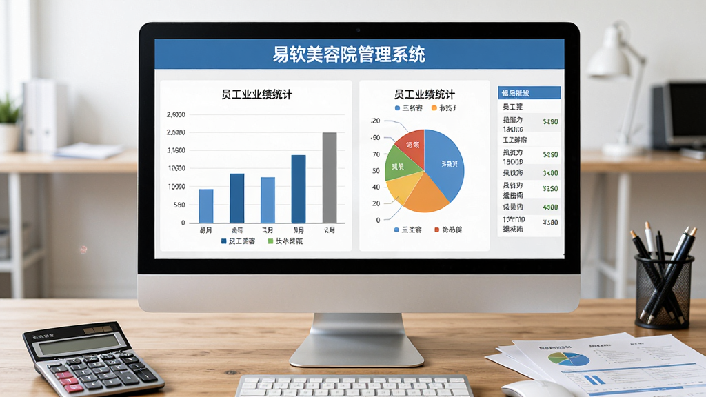 AI��ͼ����������Ϊһ�Ű칫���ϵĵ�����Ļ����Ļ����ʾ�š���������Ժ����ϵͳ����Ա��ҵ��ͳ��ͼ����������״ͼ�ͱ�ͼ��ͼ������Ա����������ɽ���б�������Ϊ��Ļ���У���Χ�м������ͱ���ֽ�ţ����Ϊ��Լ�칫���ϸ�ڰ���ͼ������ɫ���֡���Ļ�ϵ����ݱ�ǩ�������ľ�����������ʸ��壬����ɾ����޶���Ԫ�ء�