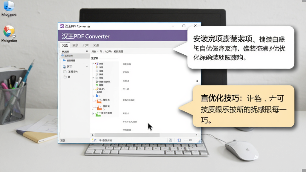 һ��չʾ����������������������ͼƬ�������С�����PDF Converter�����ڴ򿪣��Ա�����ʾ���ݱ�ע��װע��������Ż����ɣ����岼��Ϊ�����ͼ��񣬱����Ǽ��İ칫���棬���дʵ��ϸ�ڰ������ָ�����ʾ�����Ӱ�����ʸ��壬�ɾ����޶���Ԫ��