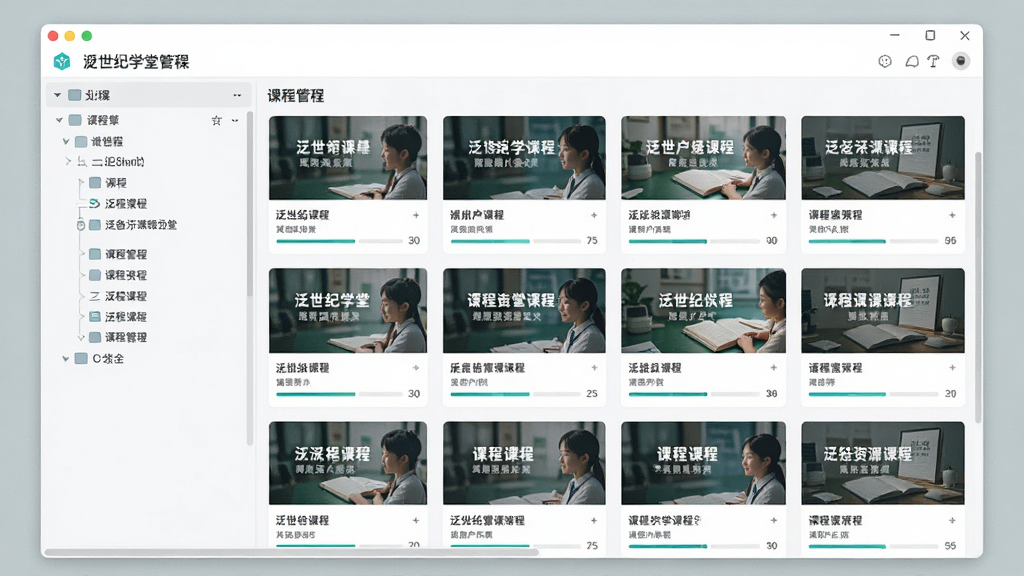 ������ѧ�ÿγ���Դ�������棬����Ϊ�����������������еĿγ̿�Ƭ�б�������Ϊ�����������Ҳ�����״�γ�����ͼ���Ű�����������񣬷��Ϊ����ǳɫ�����磬ϸ�ڰ����γ̷���ͼ���γ��������֡���������ʶ�����ʸ��壬�ɾ����޶���Ԫ��